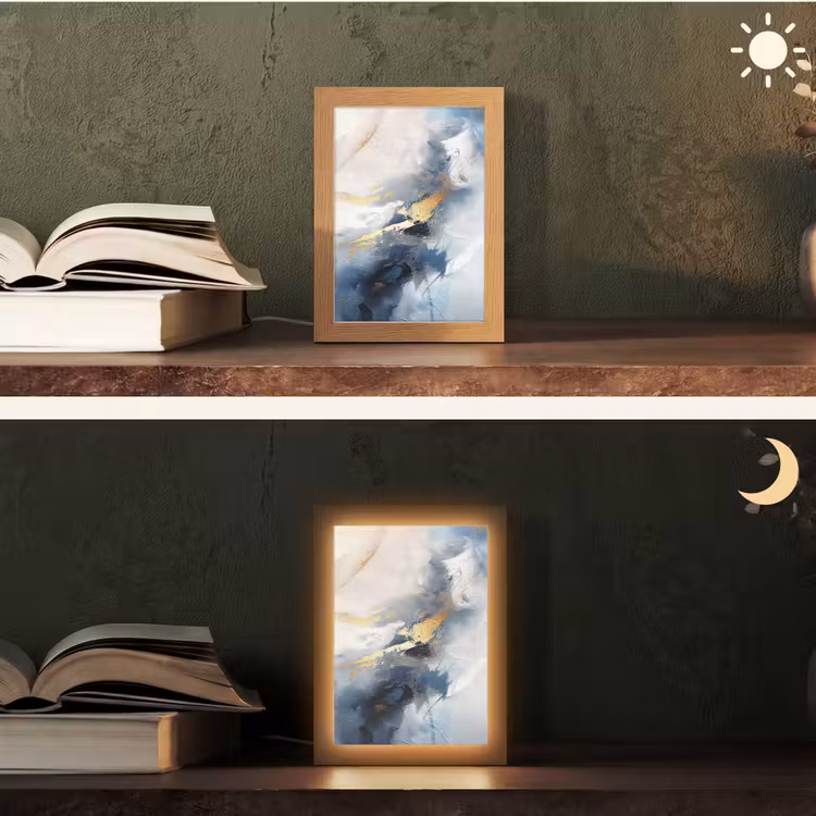 Tafellamp - Abstracte Verfstreken Blauw Goud — 5