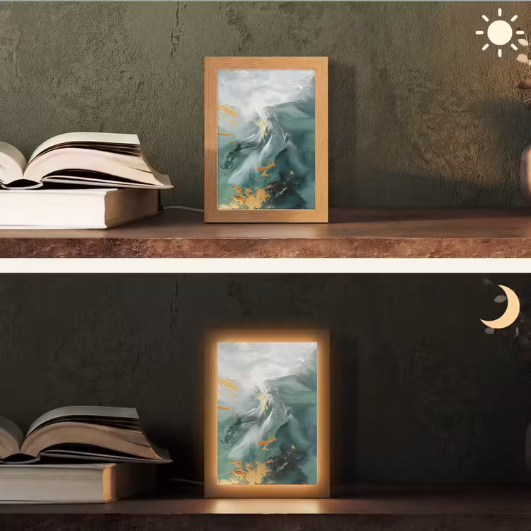 Tafellamp - Abstracte Verfstreken Groen Goud — 5