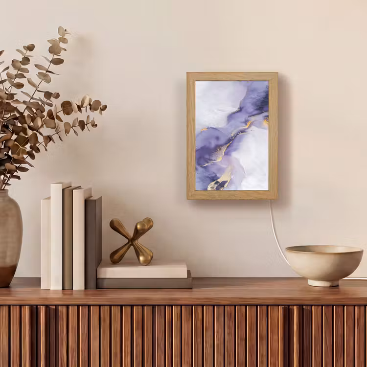 Tafellamp - Abstracte Verfstreken Paars Goud — 4