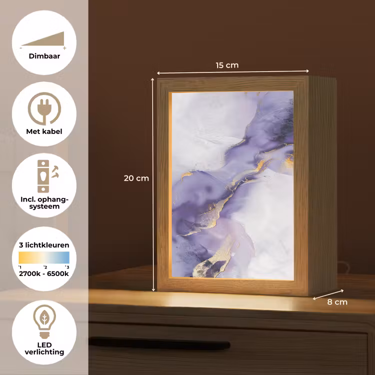 Tafellamp - Abstracte Verfstreken Paars Goud — 7
