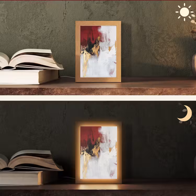 Tafellamp - Rood - Marmer - Abstract - Goud - Modern — 5
