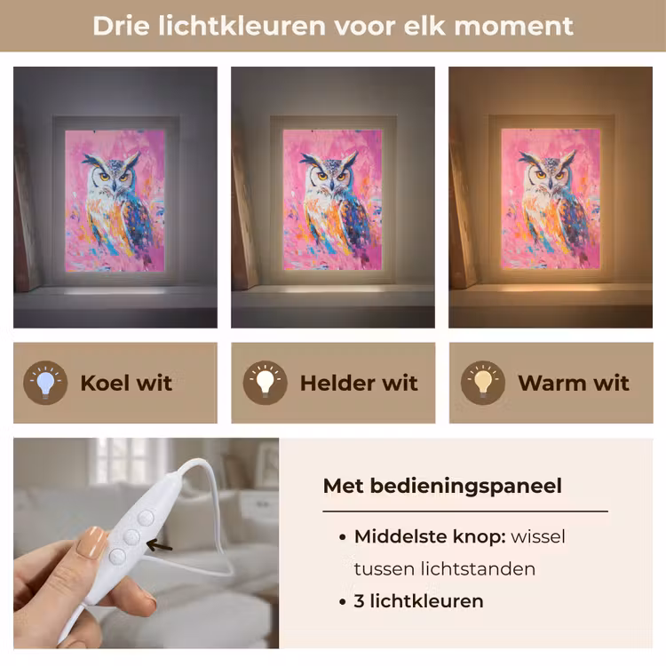 Tafellamp - Uil Roze Verfstreken — 6