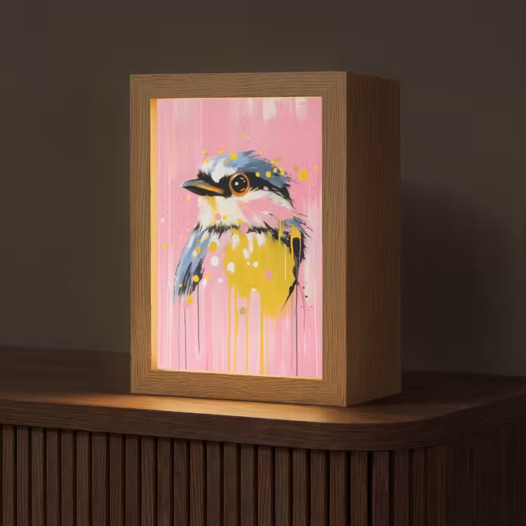 Tafellamp - Vogel - Roze - Geel - Blauw