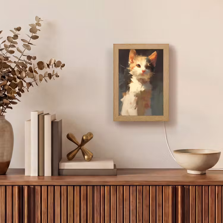Tafellamp - Kat - Geschilderd - Artistiek - Wit — 4
