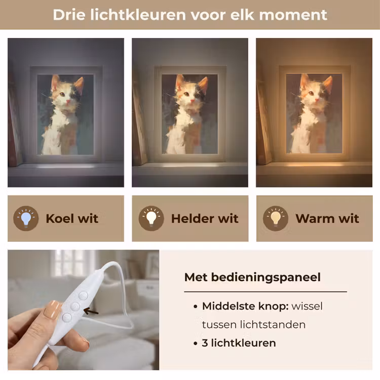 Tafellamp - Kat - Geschilderd - Artistiek - Wit — 6