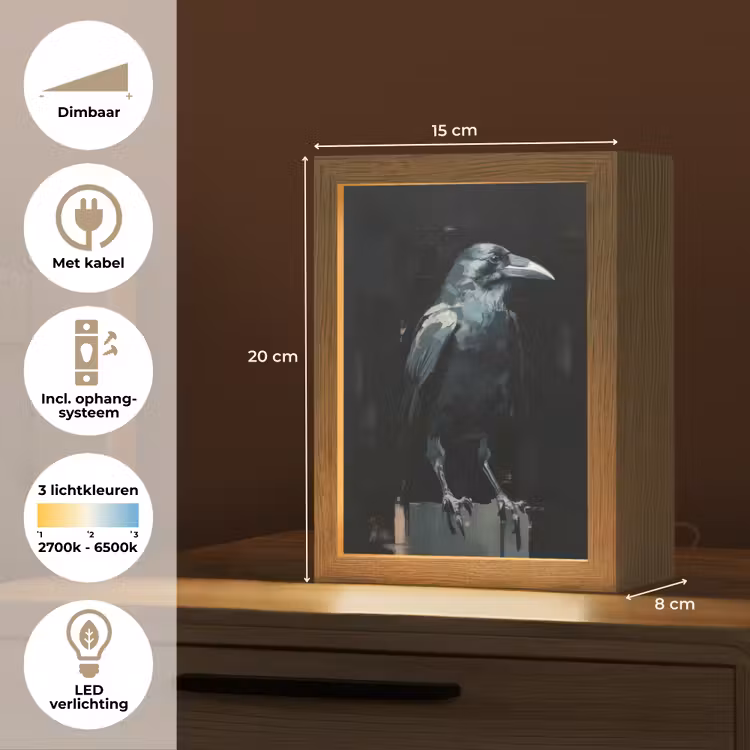 Tafellamp - Raaf - Vogels - Zwart — 7