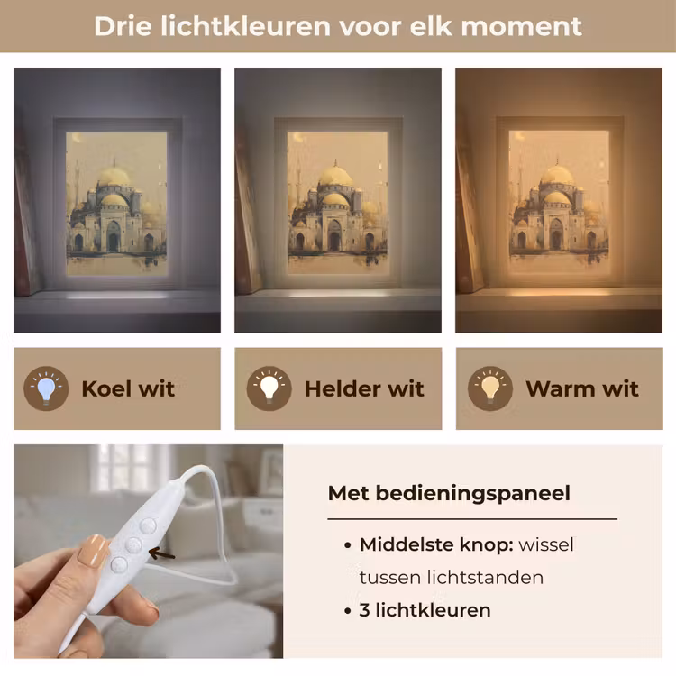 Tafellamp - Goud - Abstracte penseelstreken - Moskee — 6