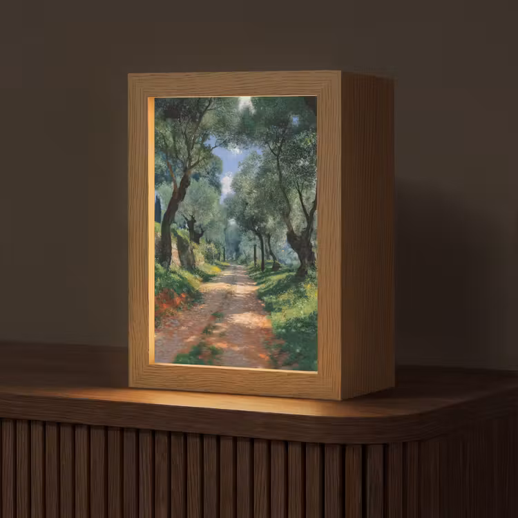 Tafellamp - Pad - Bomen - Schaduw - — 1