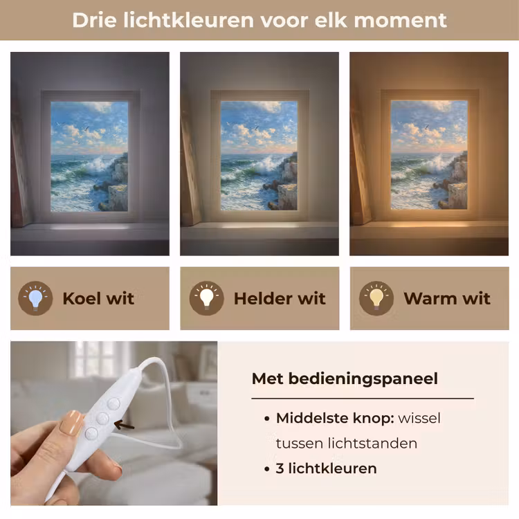 Tafellamp - Zee - Golven - Rotsen - Meeuwen — 6