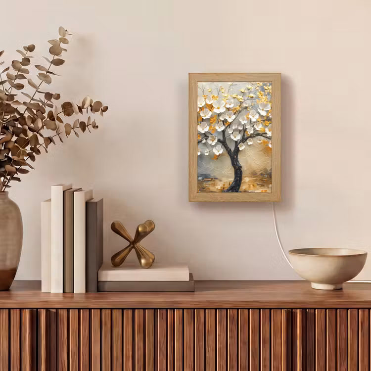 Tafellamp - Boom - Bloemen - Goud - Beige — 4