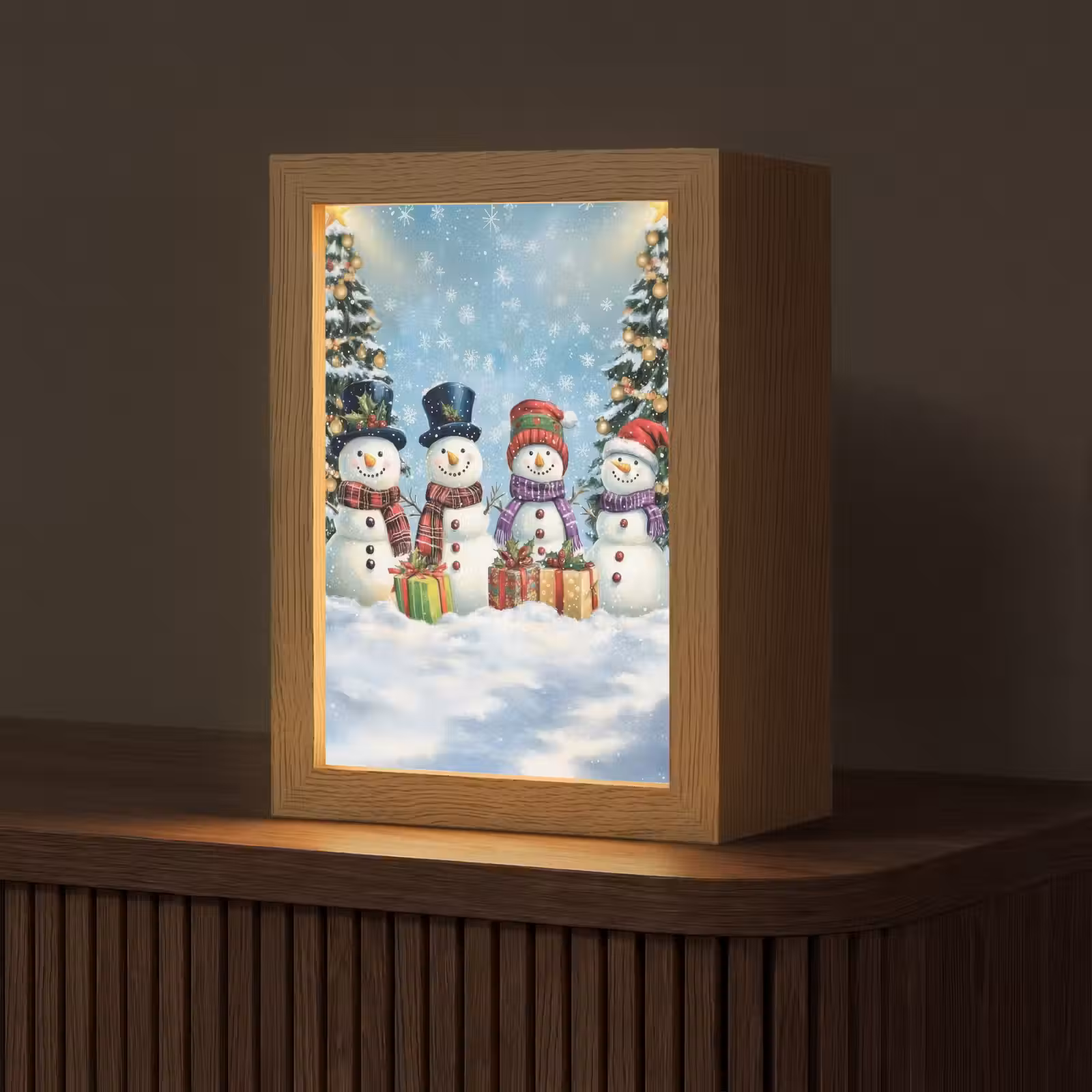 Tafellamp - Vrolijk - Sneeuw - Kleurrijk — 1