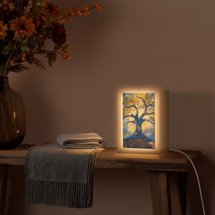 Tafellamp - Boom - Levensboom - Blauw - Goud — 3