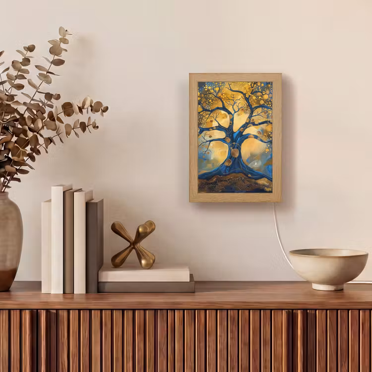 Tafellamp - Boom - Levensboom - Blauw - Goud — 4