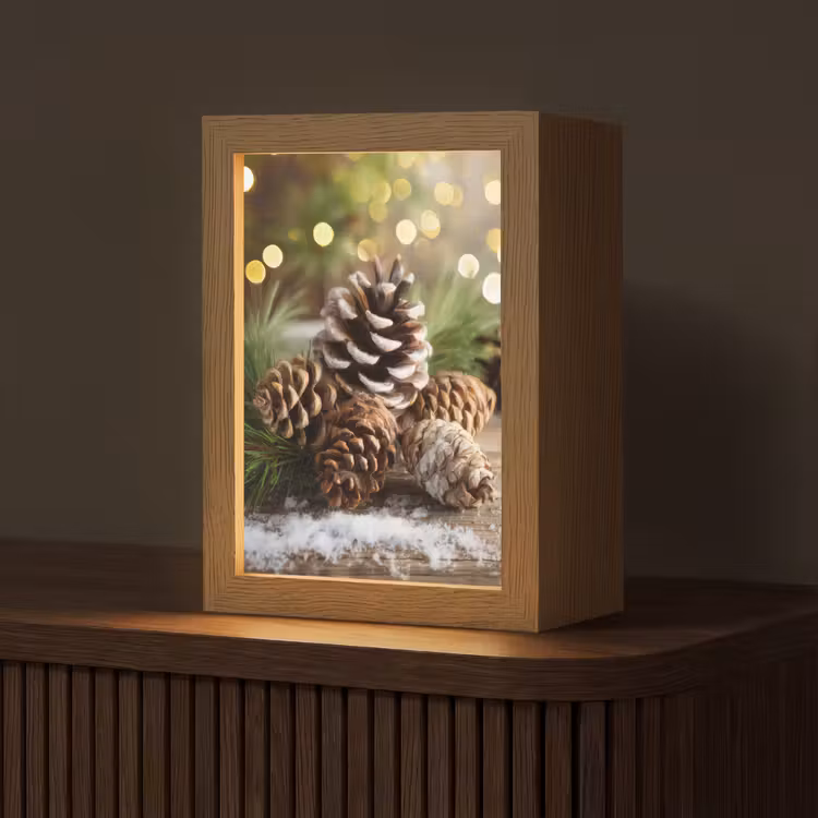Tafellamp - Dennenappels - Kerstsfeer - Bruin - Groen — 1
