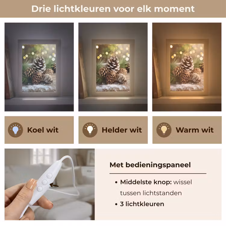 Tafellamp - Dennenappels - Kerstsfeer - Bruin - Groen — 6