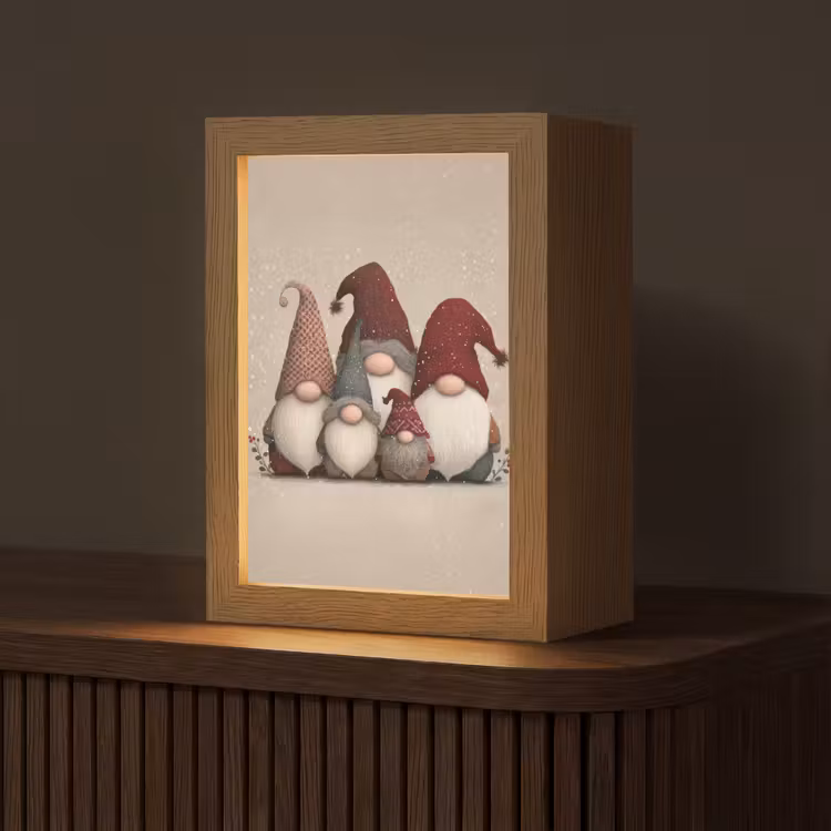 Tafellamp - Kabouters - Kerst - Sneeuw - Puntmutsen — 1