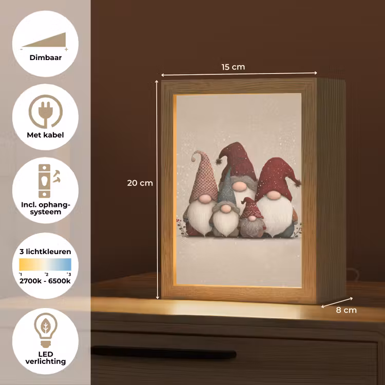 Tafellamp - Kabouters - Kerst - Sneeuw - Puntmutsen — 7