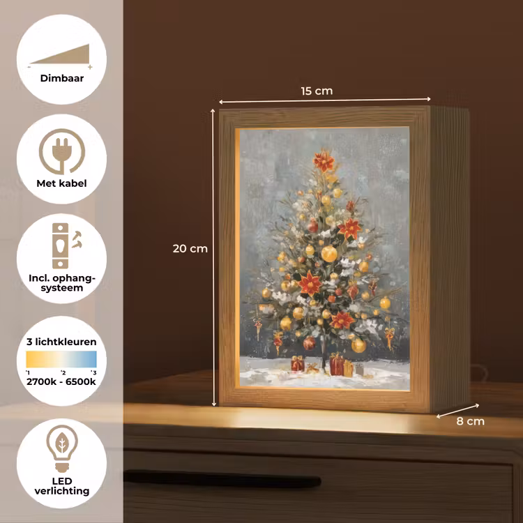 Tafellamp - Kerstboom - Cadeaus - Rood - Goud — 7