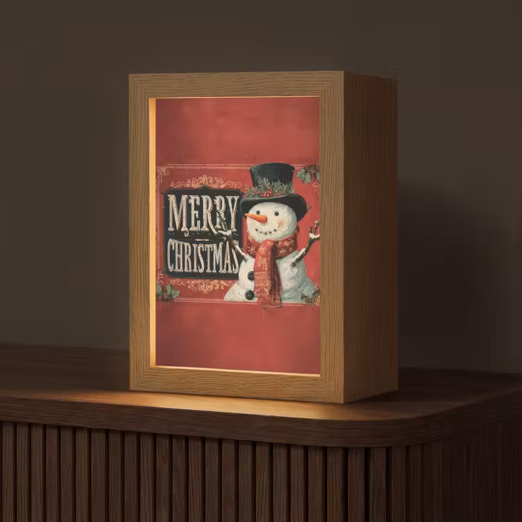Tafellamp - Klassiek - Kerstgroet - Sneeuwpop - Rood — 1