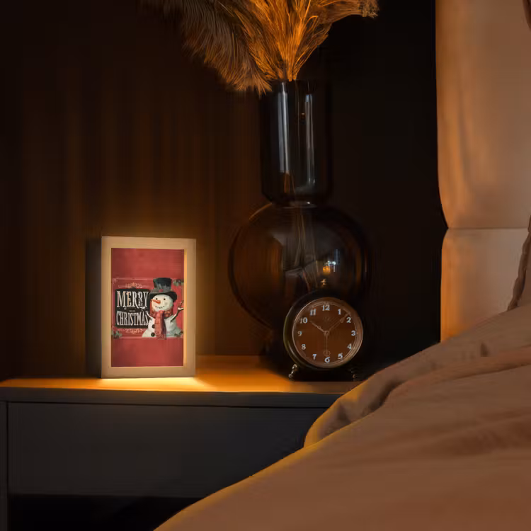 Tafellamp - Klassiek - Kerstgroet - Sneeuwpop - Rood — 2