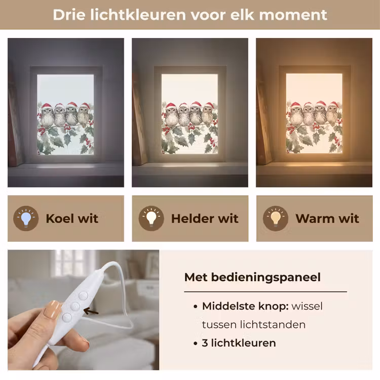 Tafellamp - Uilen - Tak - Hulstblaadjes - Kerstmuts — 6