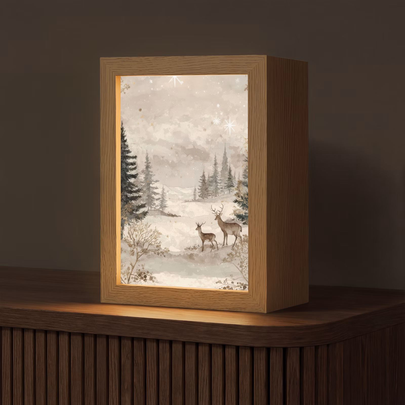 Tafellamp - Bos - Herten - Winter - Sneeuw — 1