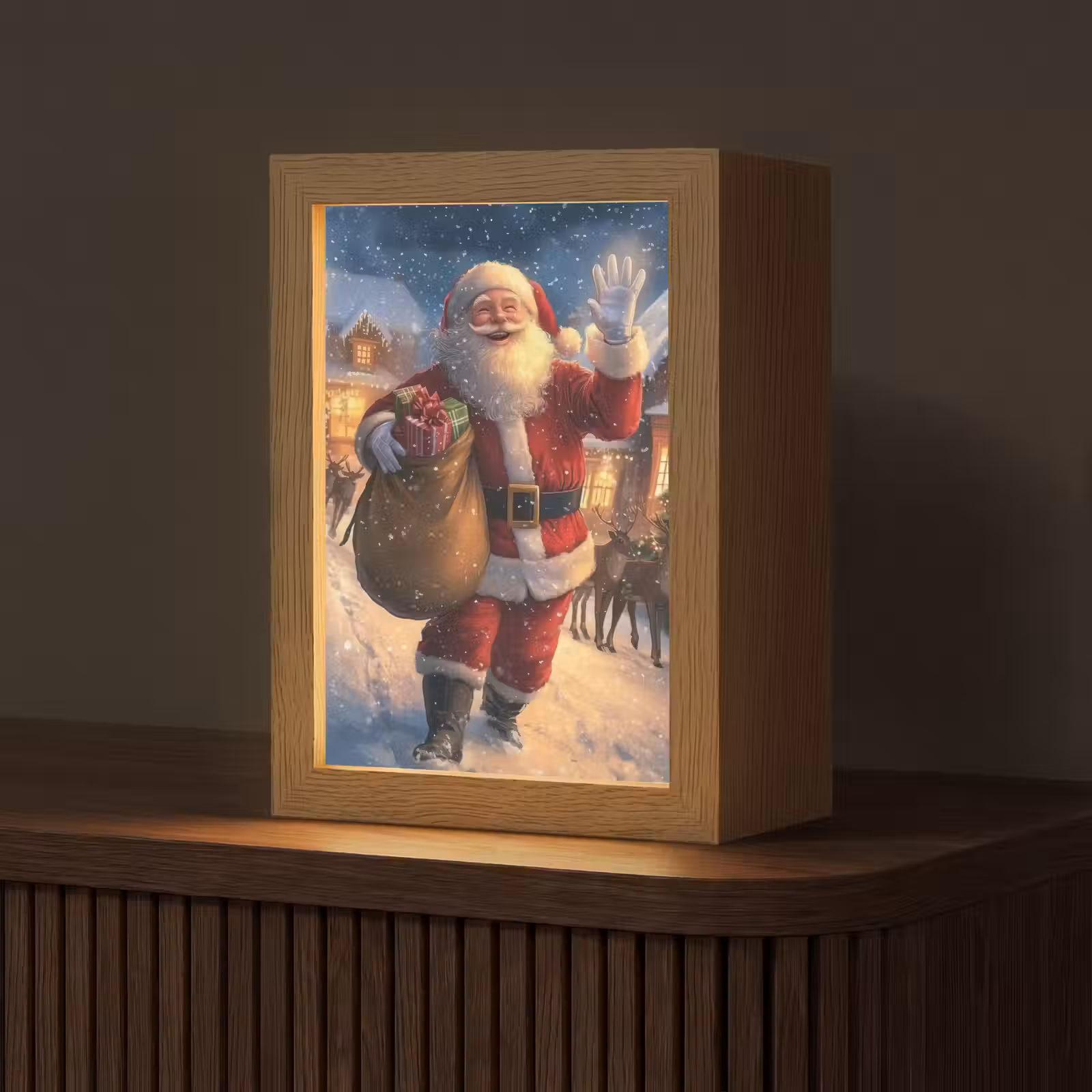 Tafellamp - Kerstman - Dorp - Hert - Donker — 1