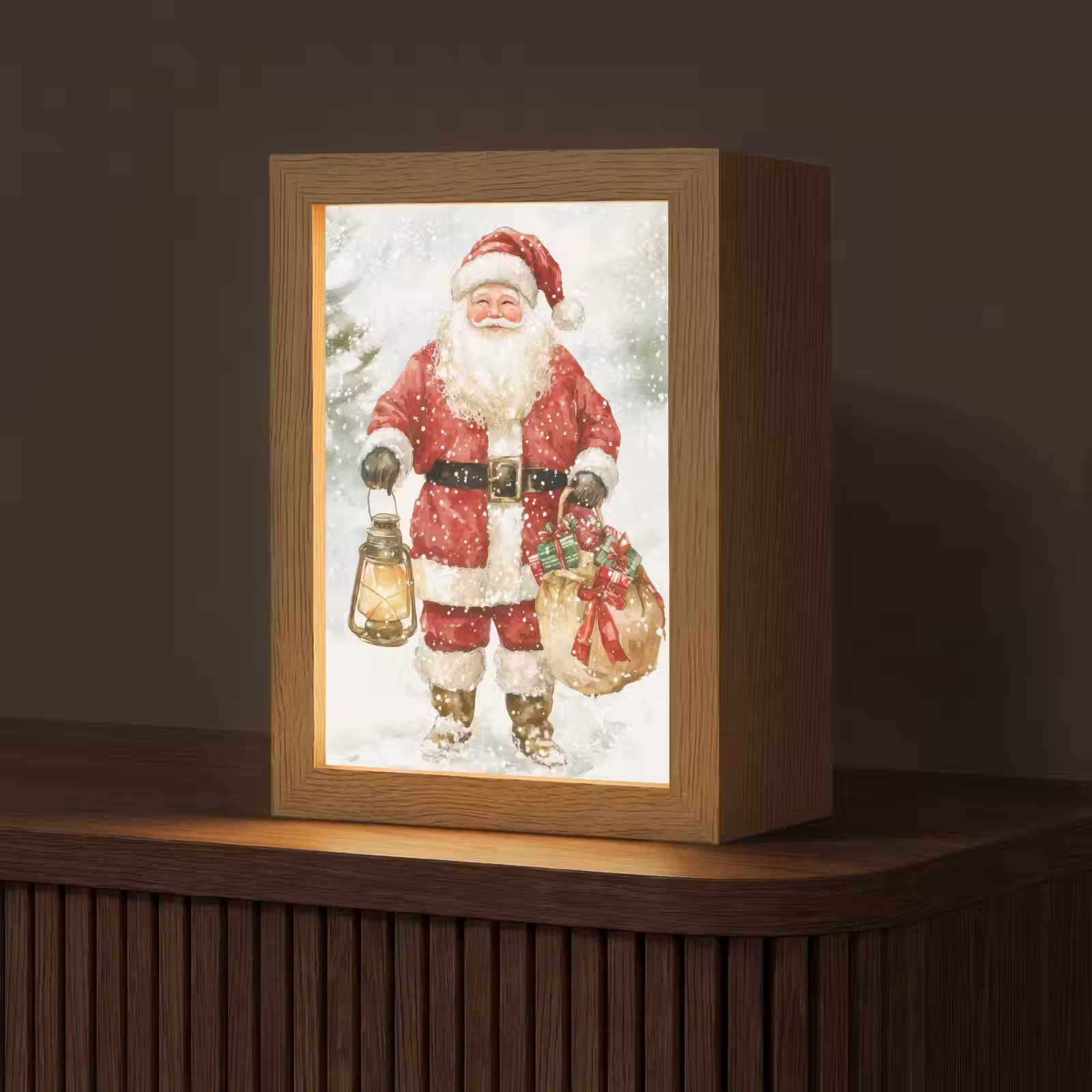 Tafellamp - Kerstman- Winter - Sneeuw - Wit - Rood — 1
