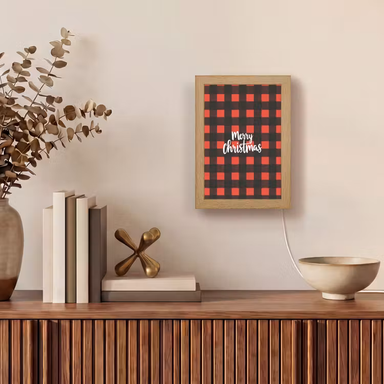 Tafellamp - Geruit - Rood - Tekst - Christmas — 4