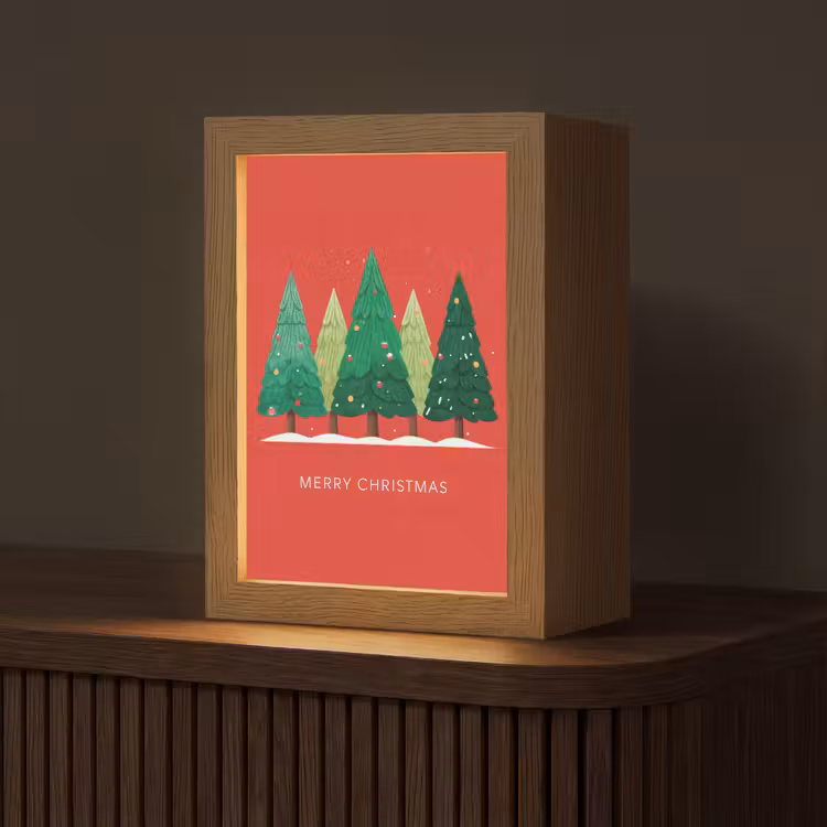 Tafellamp - Minimalistisch - Kerstbomen - Rood - Sneeuw — 1