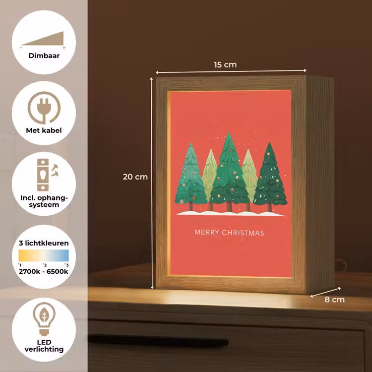 Tafellamp - Minimalistisch - Kerstbomen - Rood - Sneeuw — 7