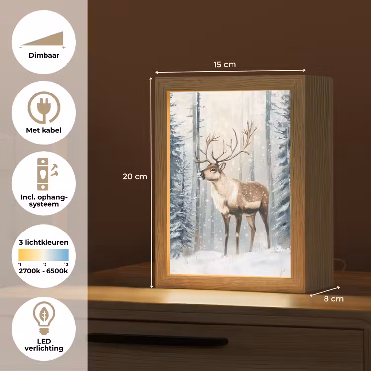 Tafellamp - Rendier - Sneeuw - Woud - Wit — 7