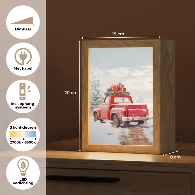 Tafellamp - Rode Pickup Kerstcadeaus Sneeuw — 7