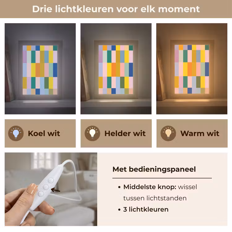Tafellamp - Kleurrijke Blokken Patroon — 6