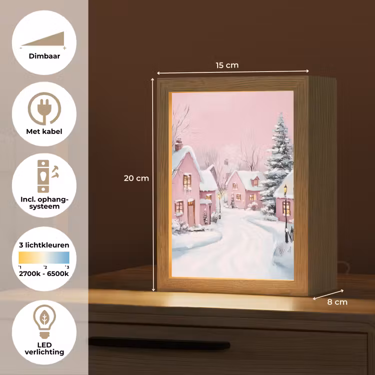 Tafellamp - Kerstdorp - Roze - Winter - Sneeuw - Huizen — 7