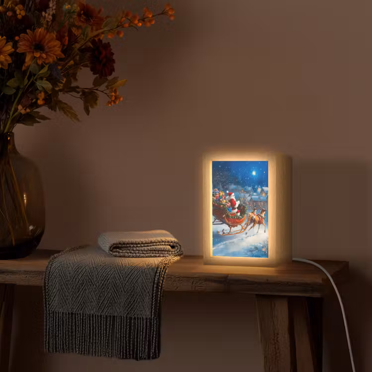 Tafellamp - Kerstman in Slee met Rendieren — 3