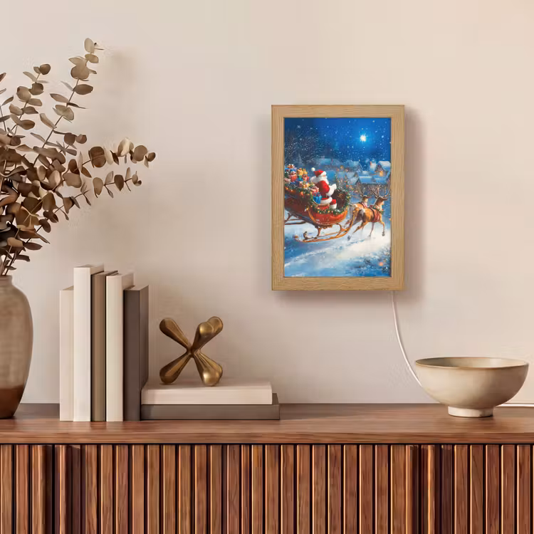 Tafellamp - Kerstman in Slee met Rendieren — 4
