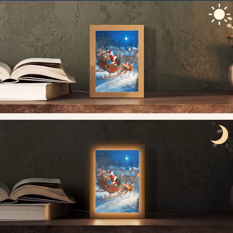 Tafellamp - Kerstman in Slee met Rendieren — 5