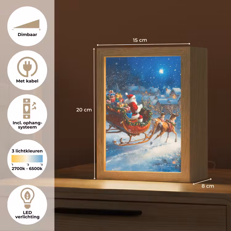 Tafellamp - Kerstman in Slee met Rendieren — 7