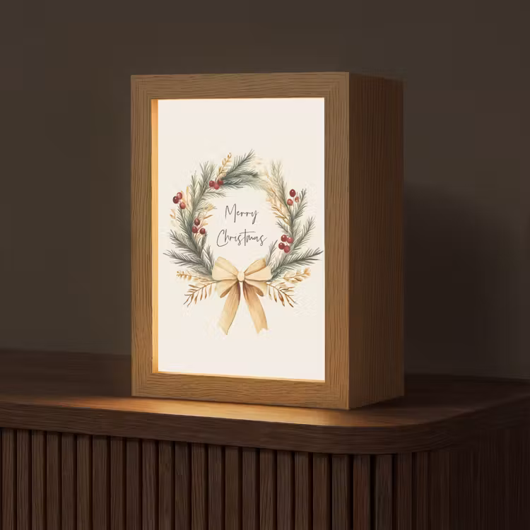 Tafellamp - Kerstkrans - Kerst - Goud - Beige — 1