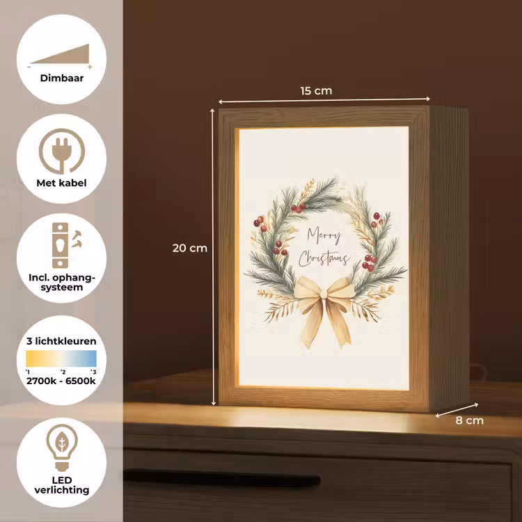 Tafellamp - Kerstkrans - Kerst - Goud - Beige — 7