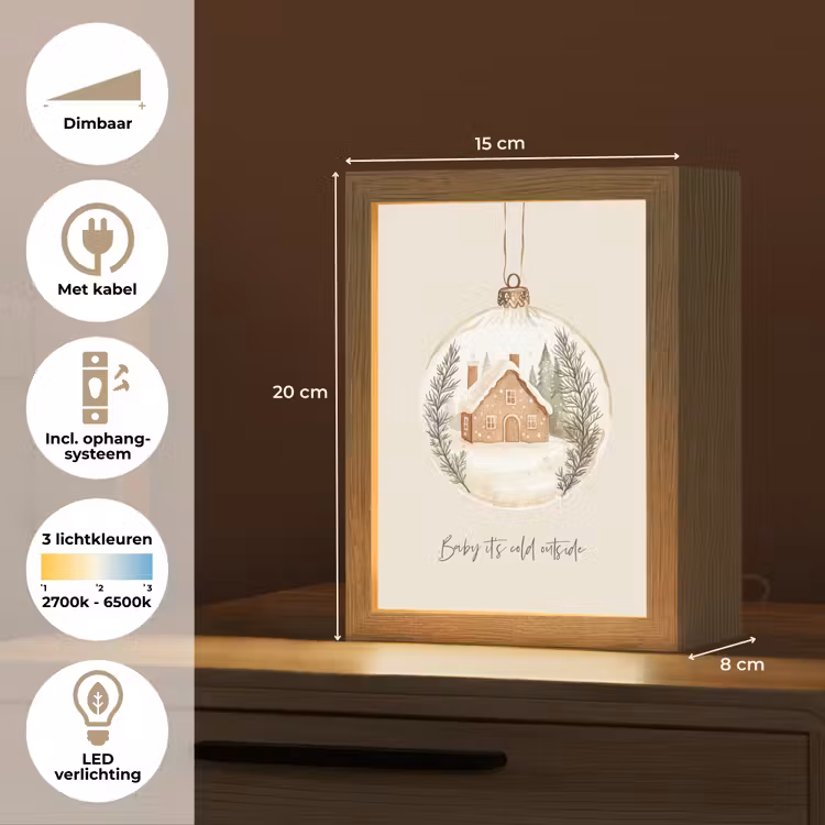 Tafellamp - Quote - Winter - Kerst - Beige - Kerstbal — 7