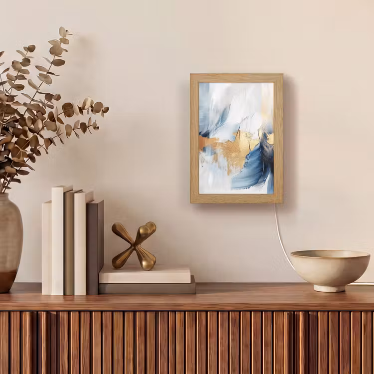 Tafellamp - Goud - Blauw - Verf - Kunst - Modern — 4