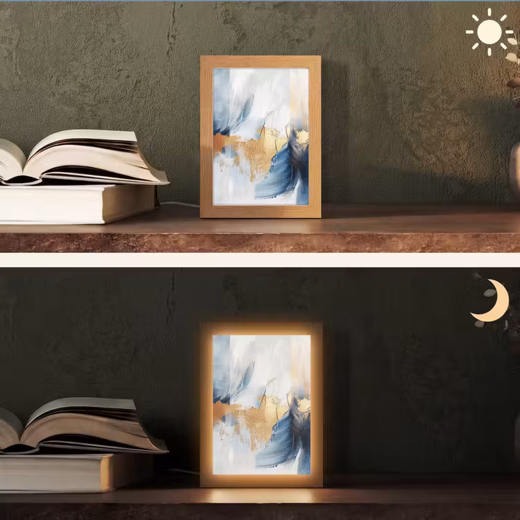 Tafellamp - Goud - Blauw - Verf - Kunst - Modern — 5