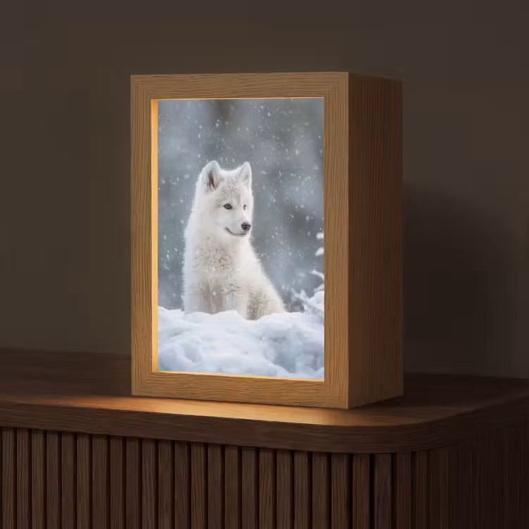 Tafellamp - Wolf - Pup - Sneeuw — 1