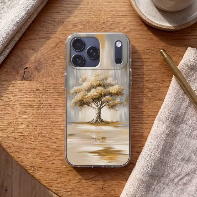 Telefoonhoesje Softcase - Boom - Bladeren - Abstract - Wit — 2
