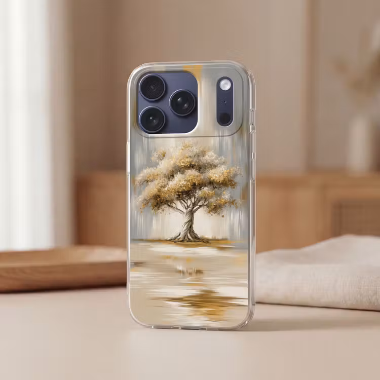 Telefoonhoesje Softcase - Boom - Bladeren - Abstract - Wit — 3