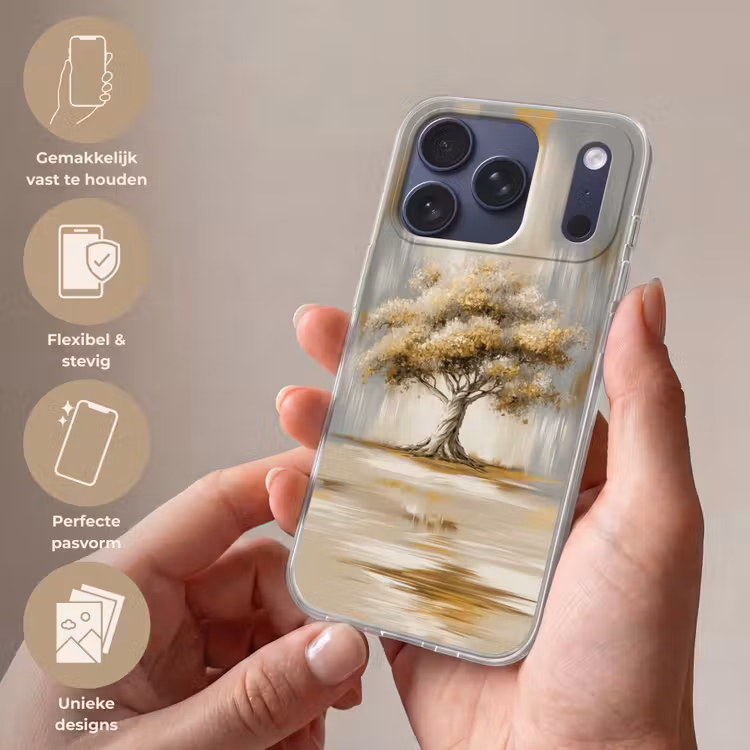 Telefoonhoesje Softcase - Boom - Bladeren - Abstract - Wit — 4