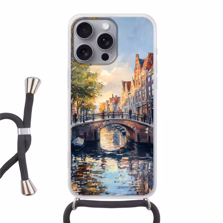 Telefoonhoesje met koord - Brug - Stad - Huizen - Boot — 1