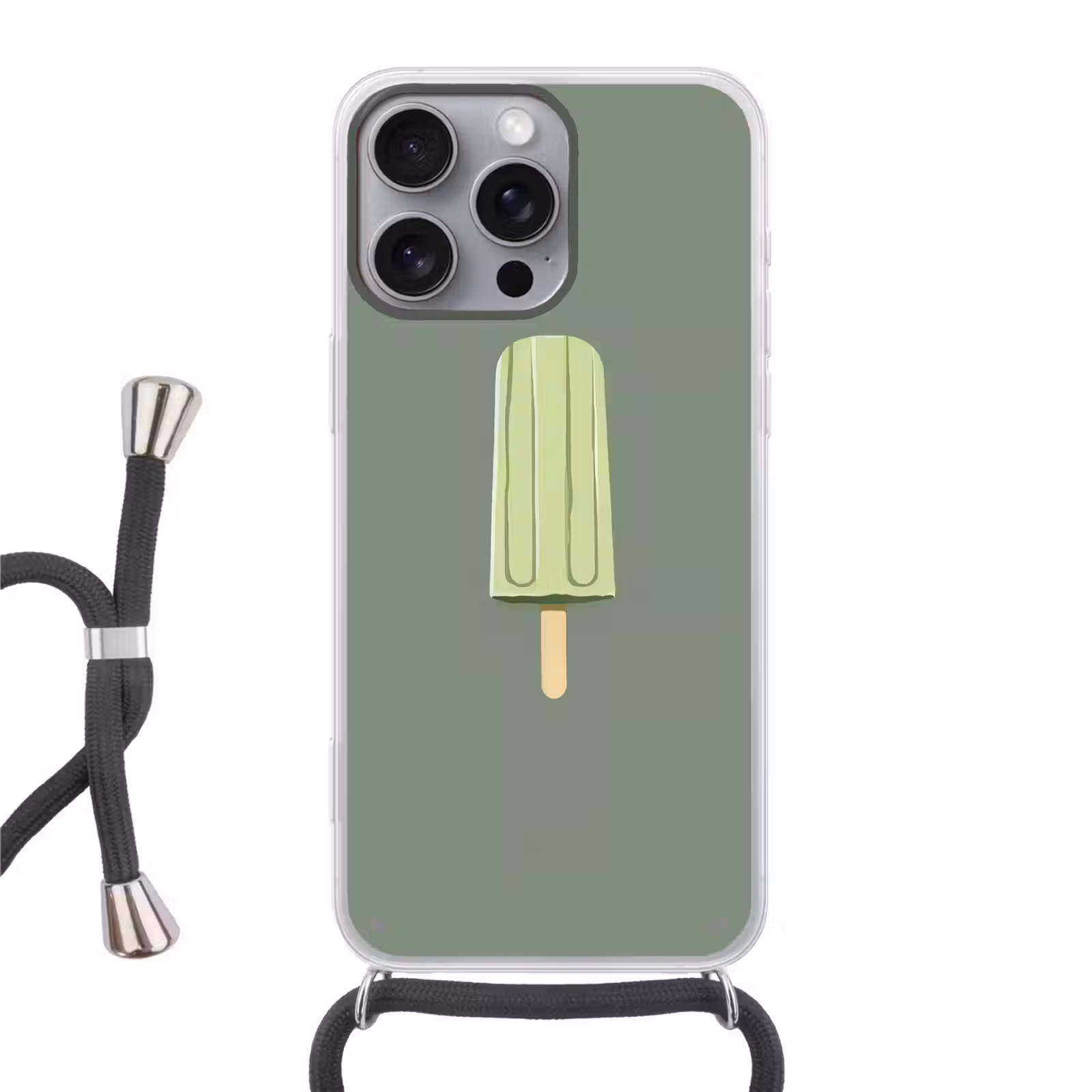 Telefoonhoesje met koord - Groen - Waterijsje - Stokje - Illustratie — 1